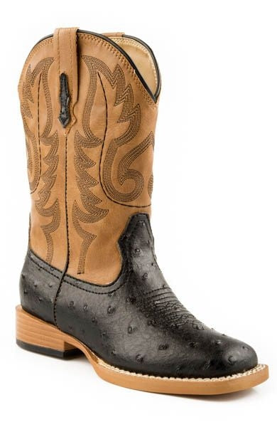 Roper Kids Bumps Square Toe Black Boots