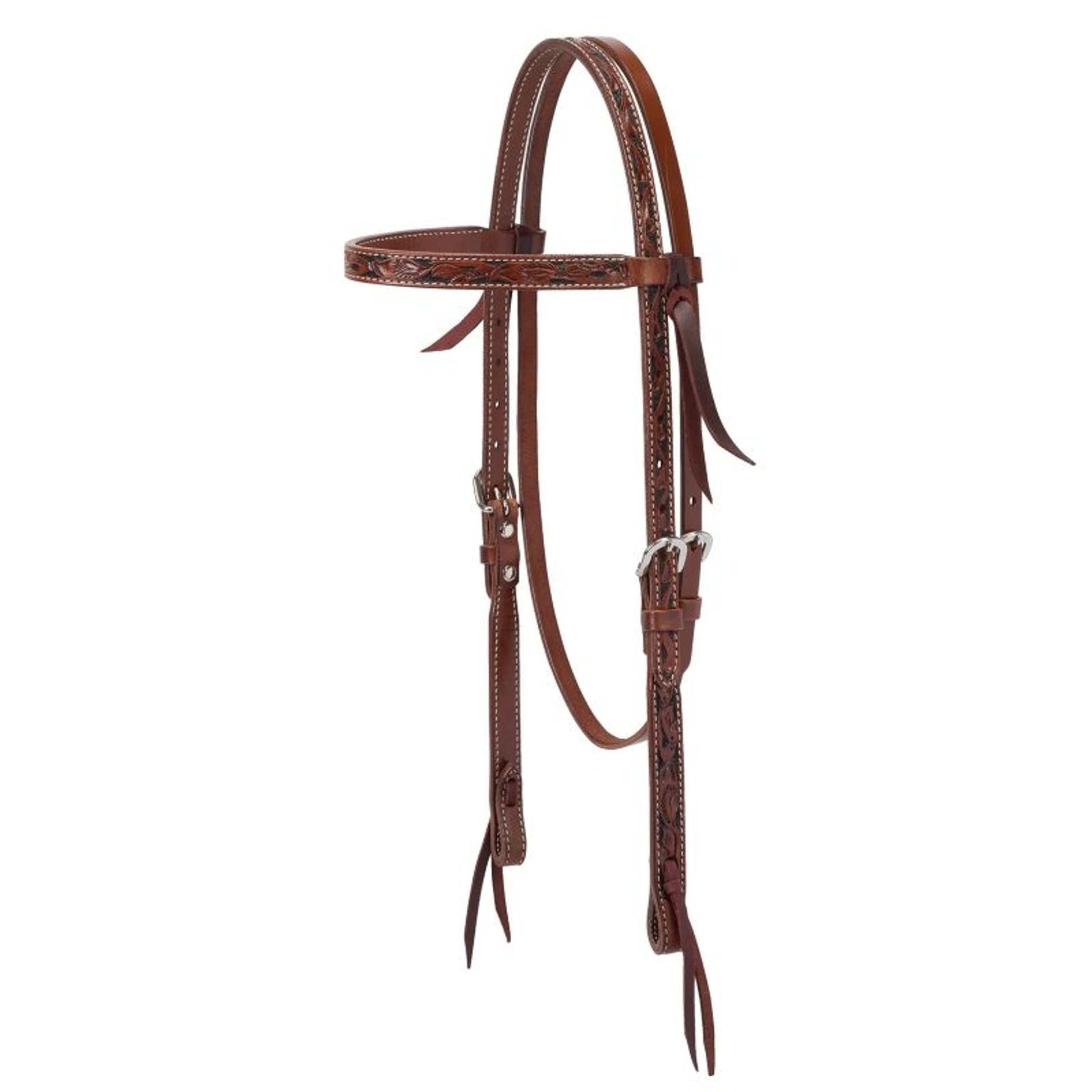 Weaver Turq Cross Carved Chestnut Brow Headstall