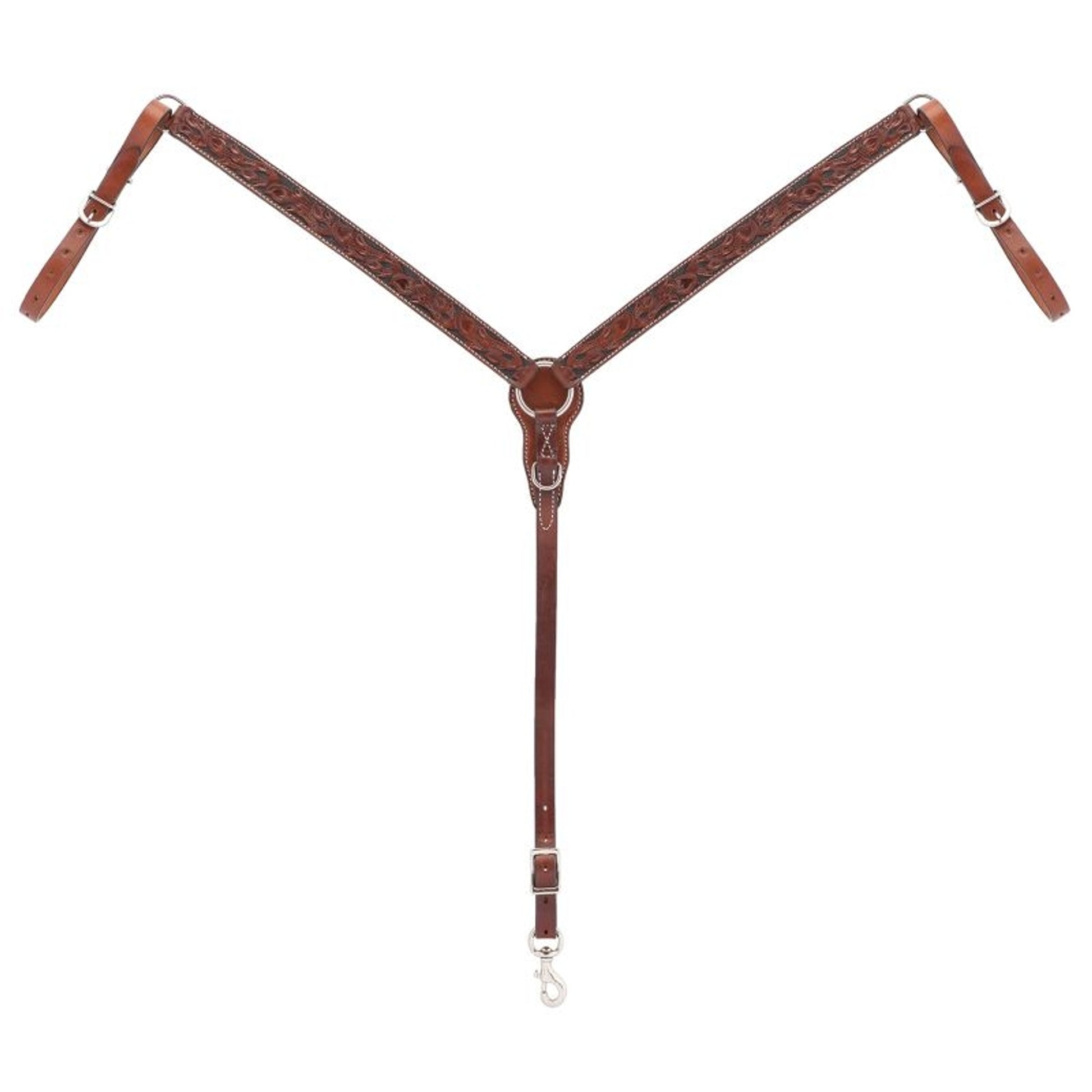 Weaver Turq Cross Carved Chestnut Breast Collar