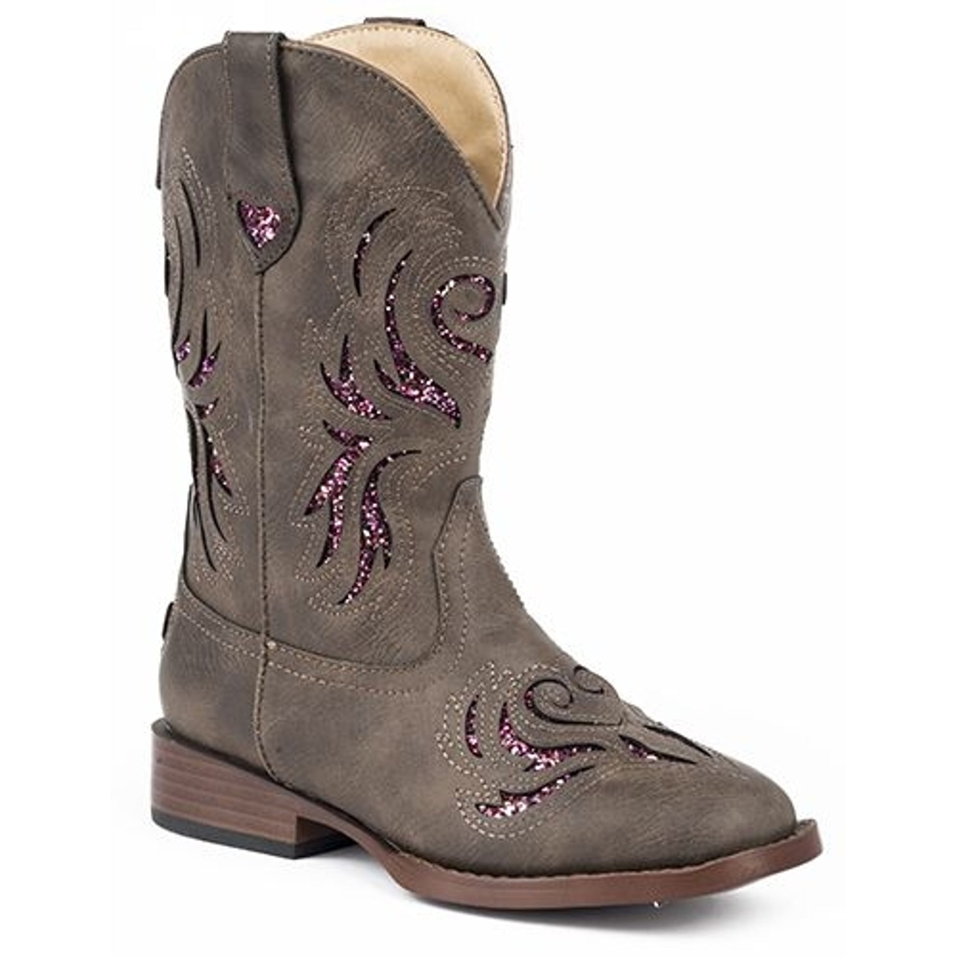 Roper Kids Glitter Breeze Round Toe Brown Boots