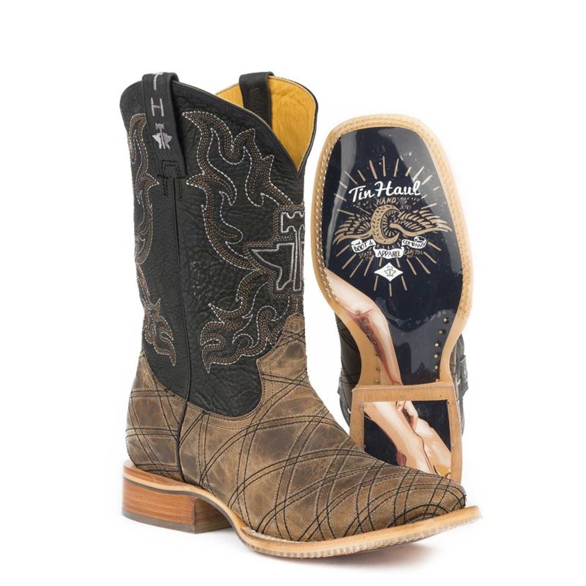 Tin Haul Mens Whats Your Angle Sq Toe Boots