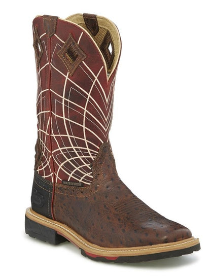 Justin Mens Derrickman Ostrich Square Boot