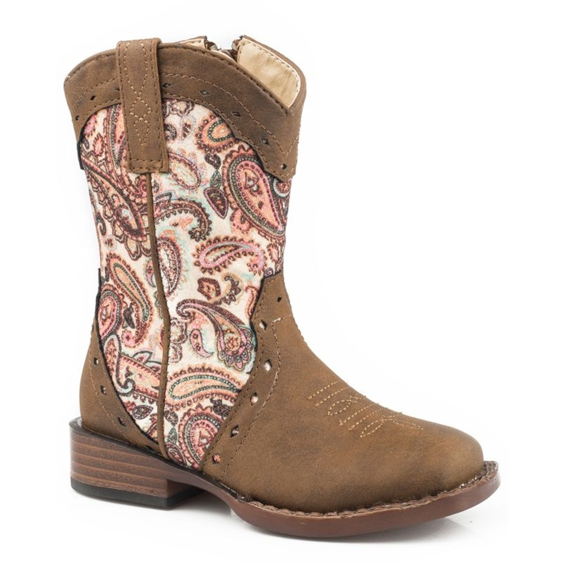 Roper Toddler Glitter Geo Square Toe Multi Boots