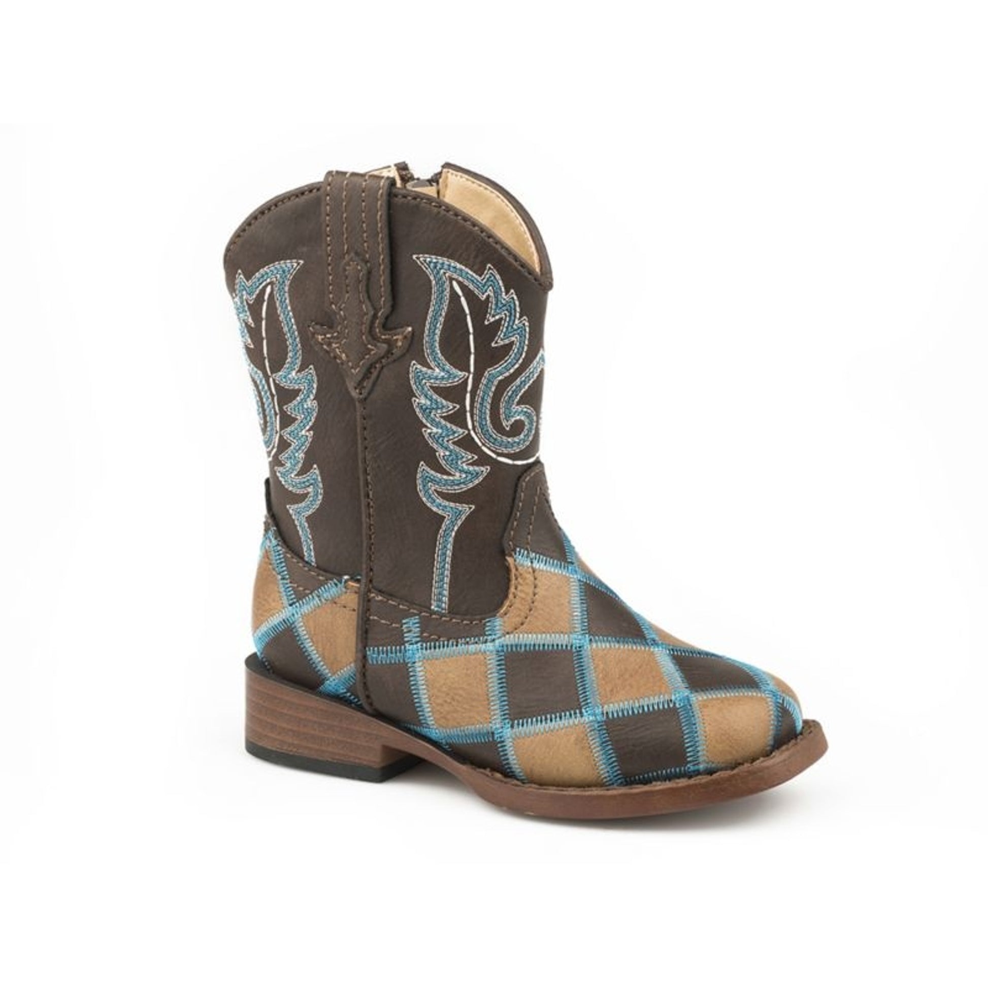 Roper Toddler Bird Blocks Square Toe Boots