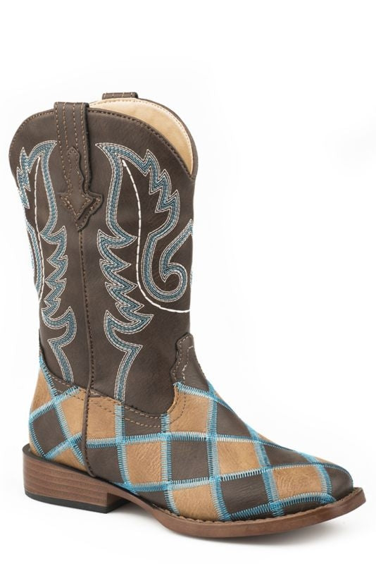 Roper Little Kids Bird Blocks Sq Toe Boots