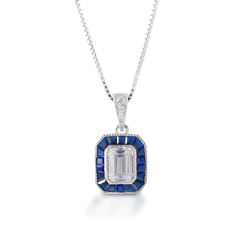 Kelly Herd Asscher Cut Blue Spinel Pendant