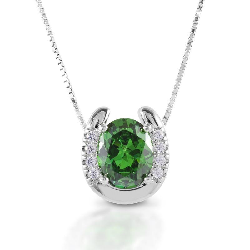 Kelly Herd Green Stone Horseshoe Necklace