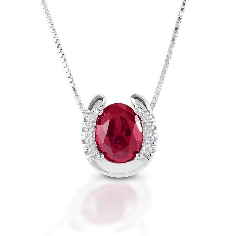 Kelly Herd Red Stone Horseshoe Necklace