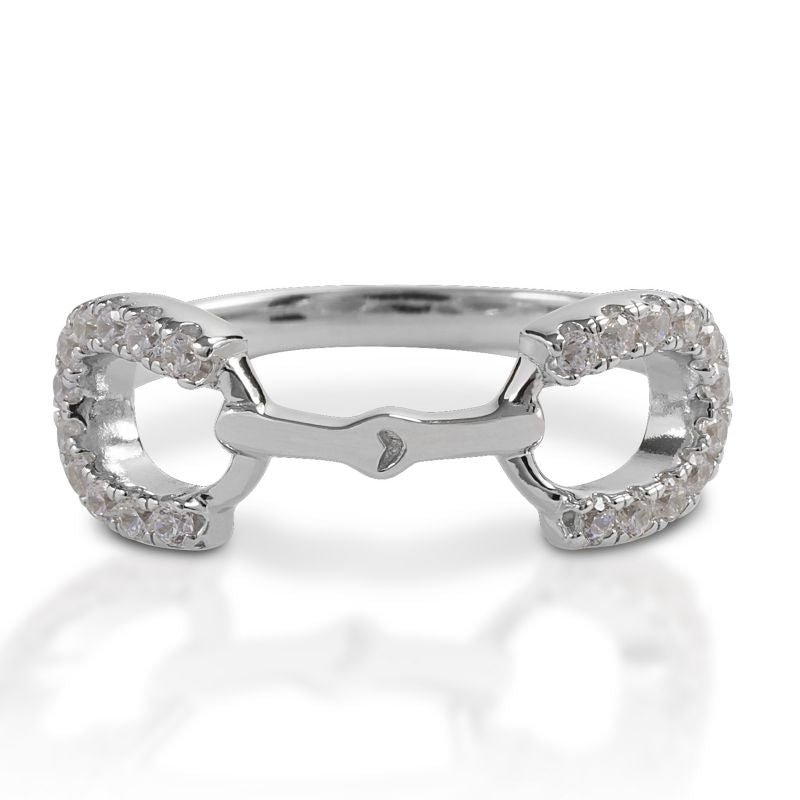 Kelly Herd Clear Stones Horseshoe Bit Ring