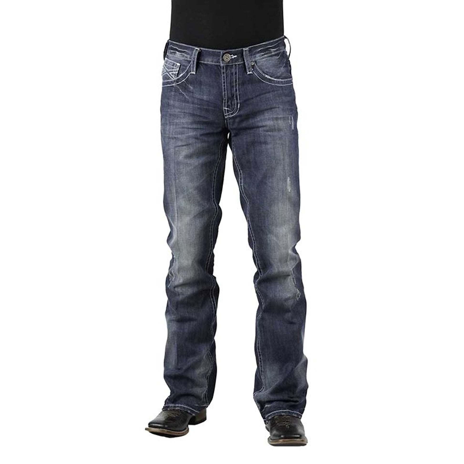 Stetson Mens Med Wash with White X Jeans