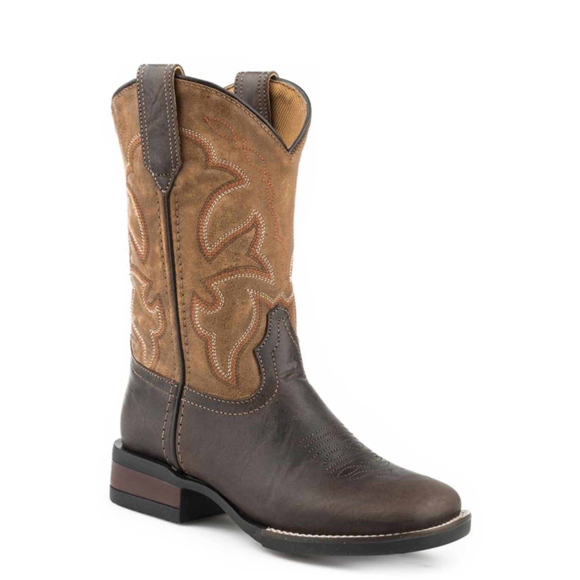 Roper Kids Square Toe 9in Tan Burnished Boots