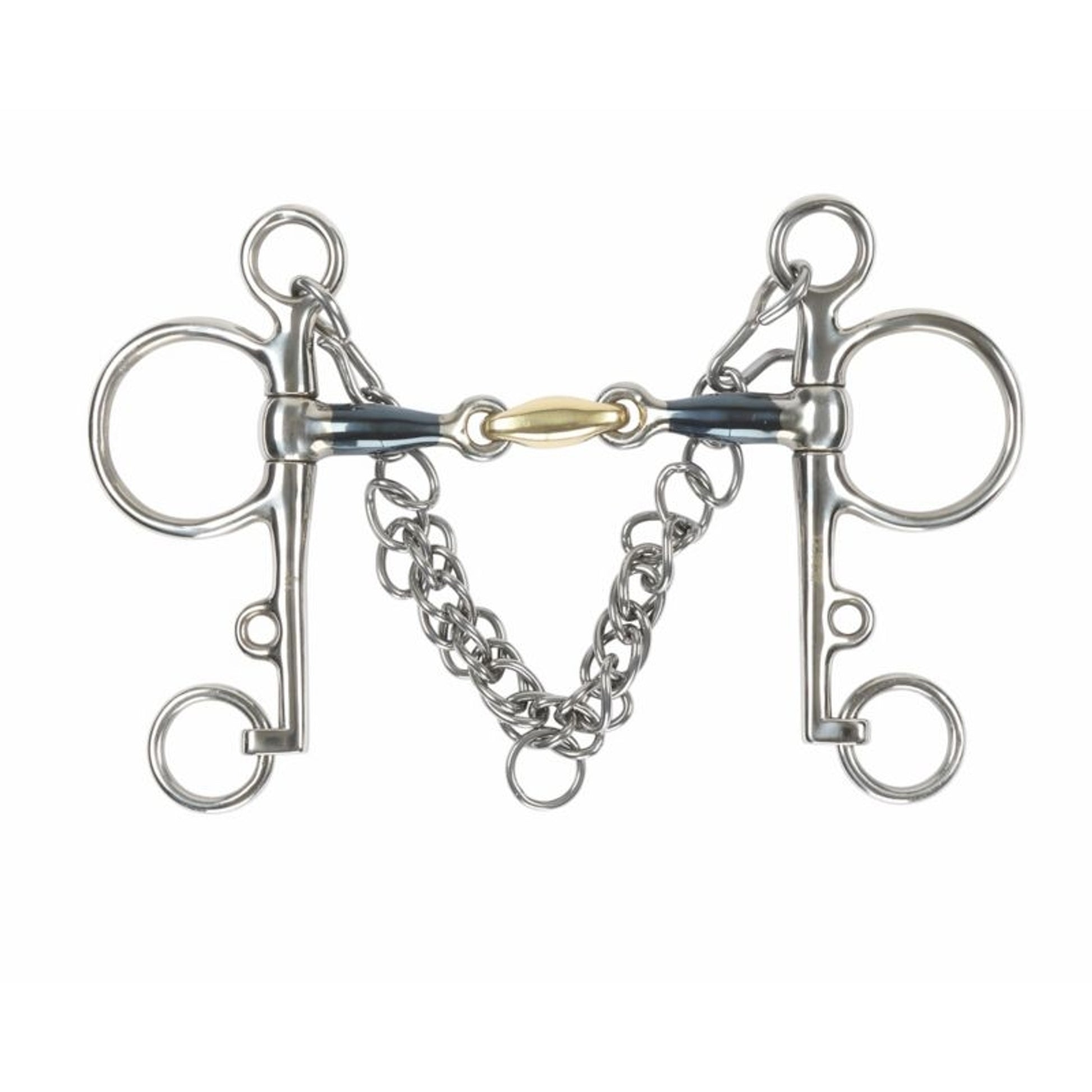 Shires Blue Sweet Iron Pelham w Brass Lozenge