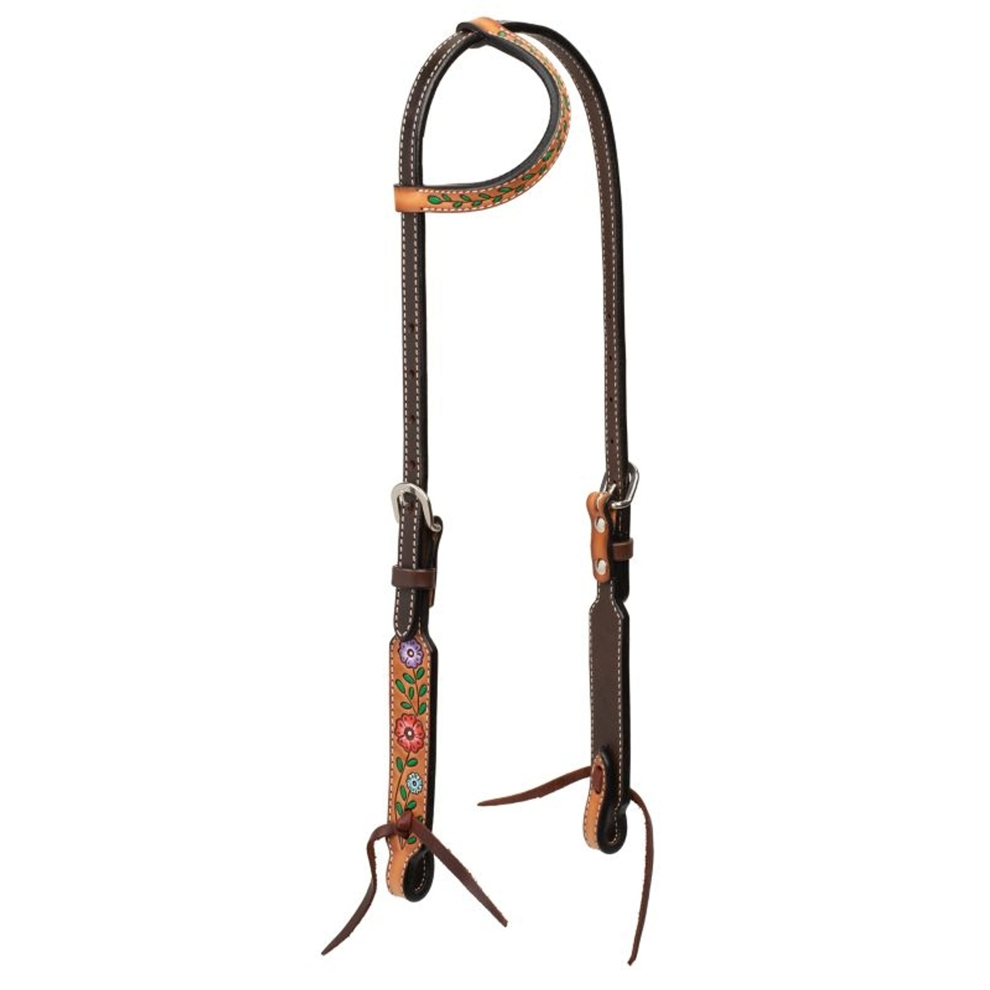 Weaver Turq Cross Floral Vine Slide Ear Headstall