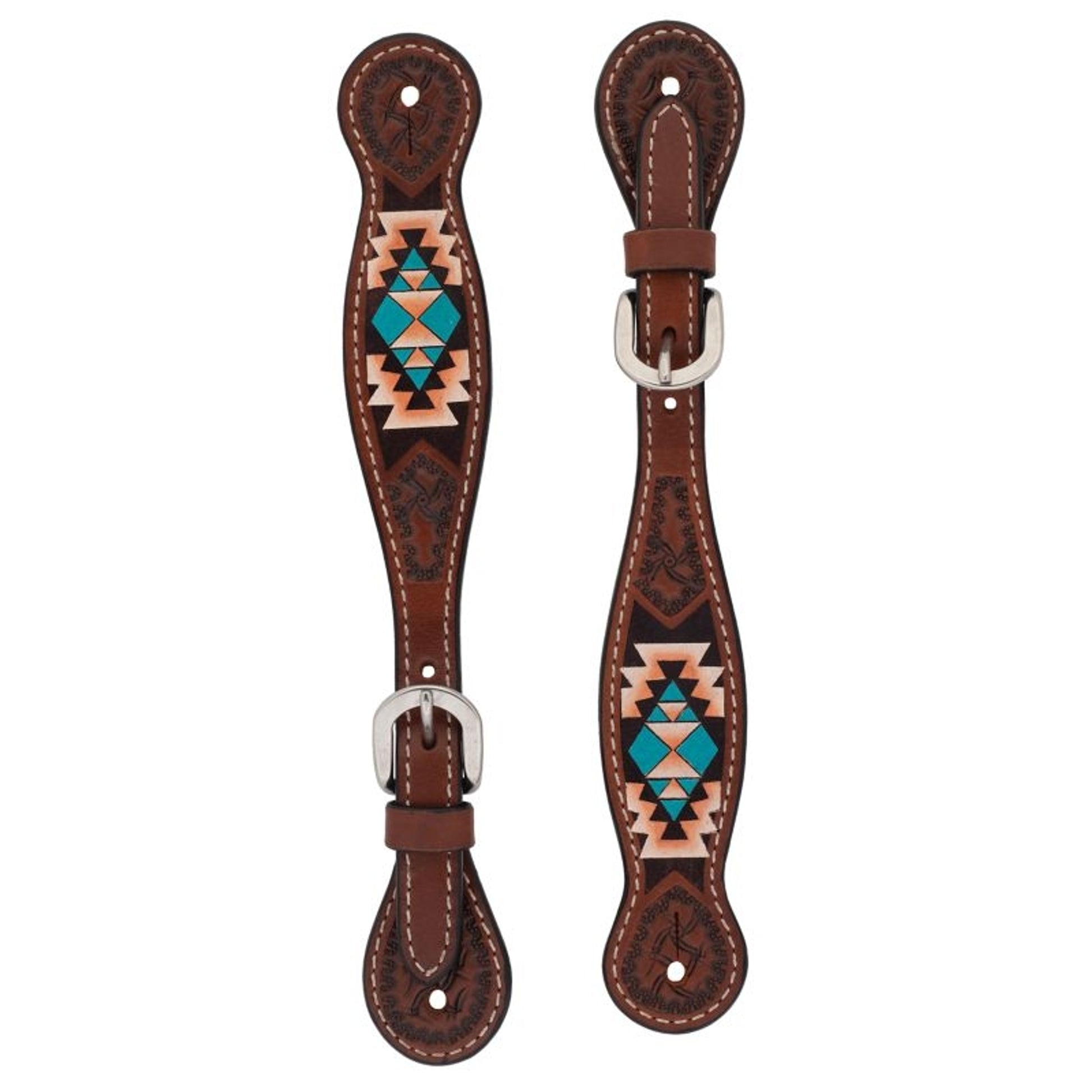 Weaver Turquoise Cross Aztec Ladies Spur Straps