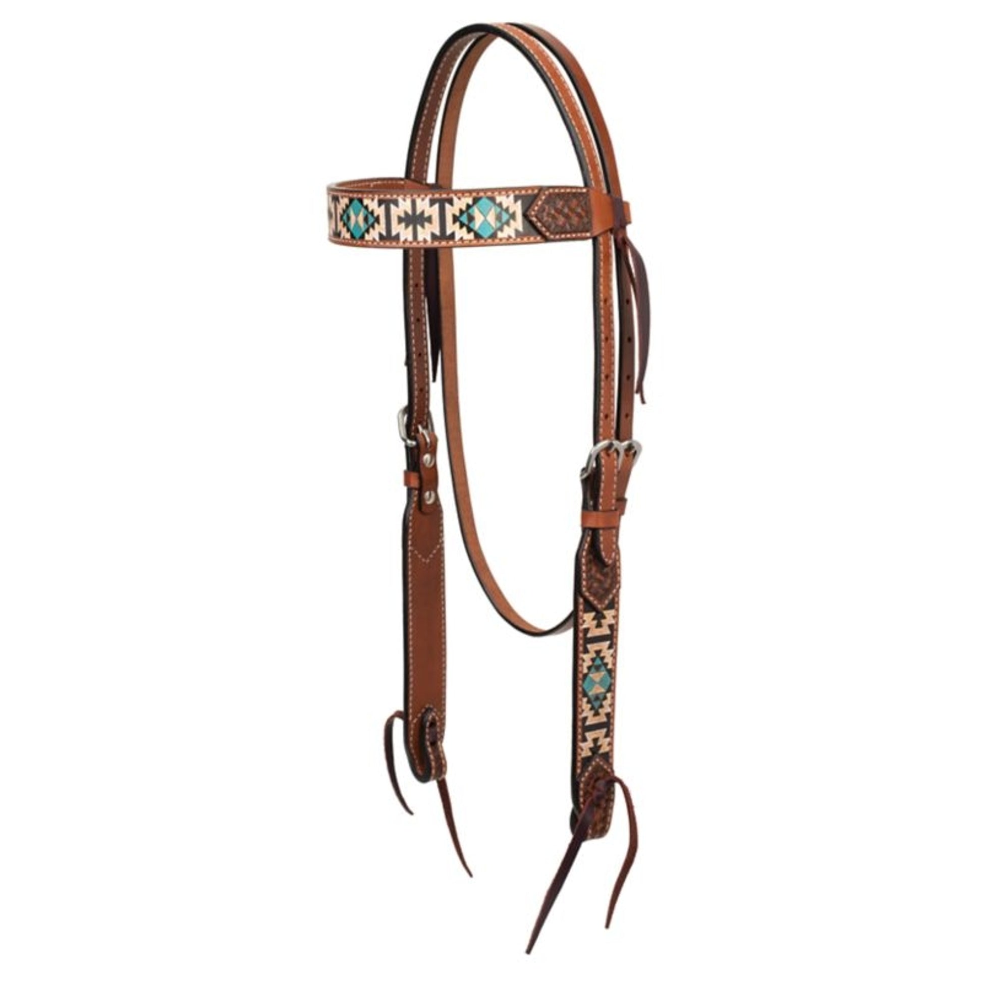 Weaver Turquoise Cross Aztec Browband Headstall