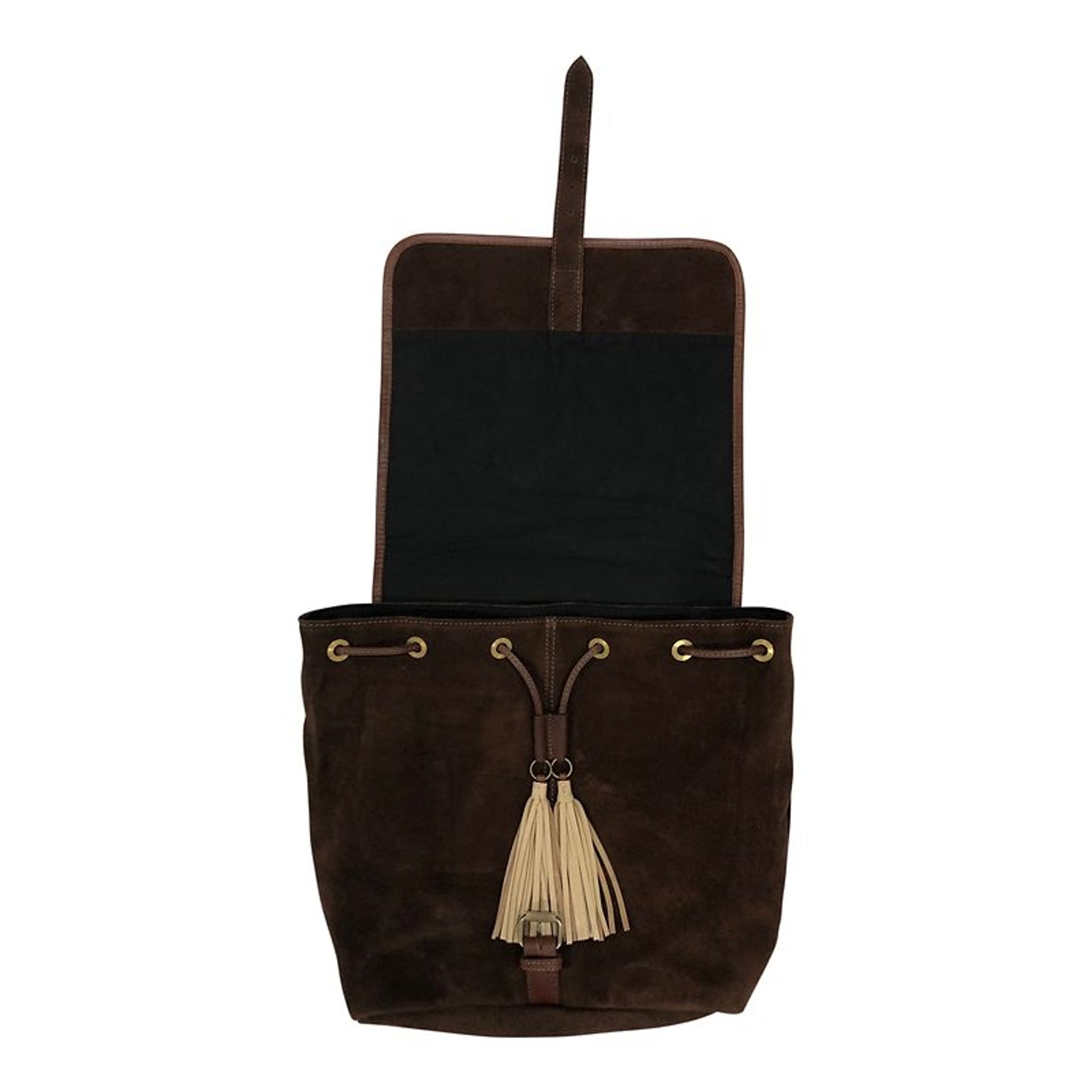 Huntley Cowhide Suede Designer Backpack Brown