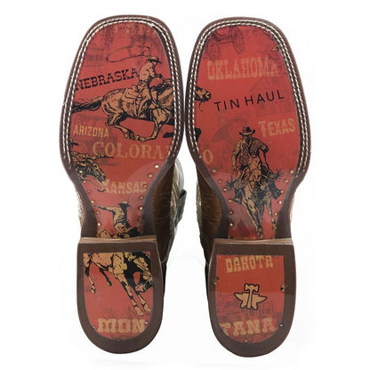 Tin Haul Mens Cowboy Sole Sq Toe Boots