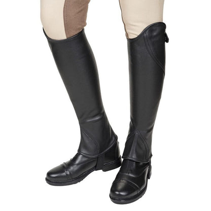 TuffRider Ladies Belmont Blk Leather 1/2Chaps