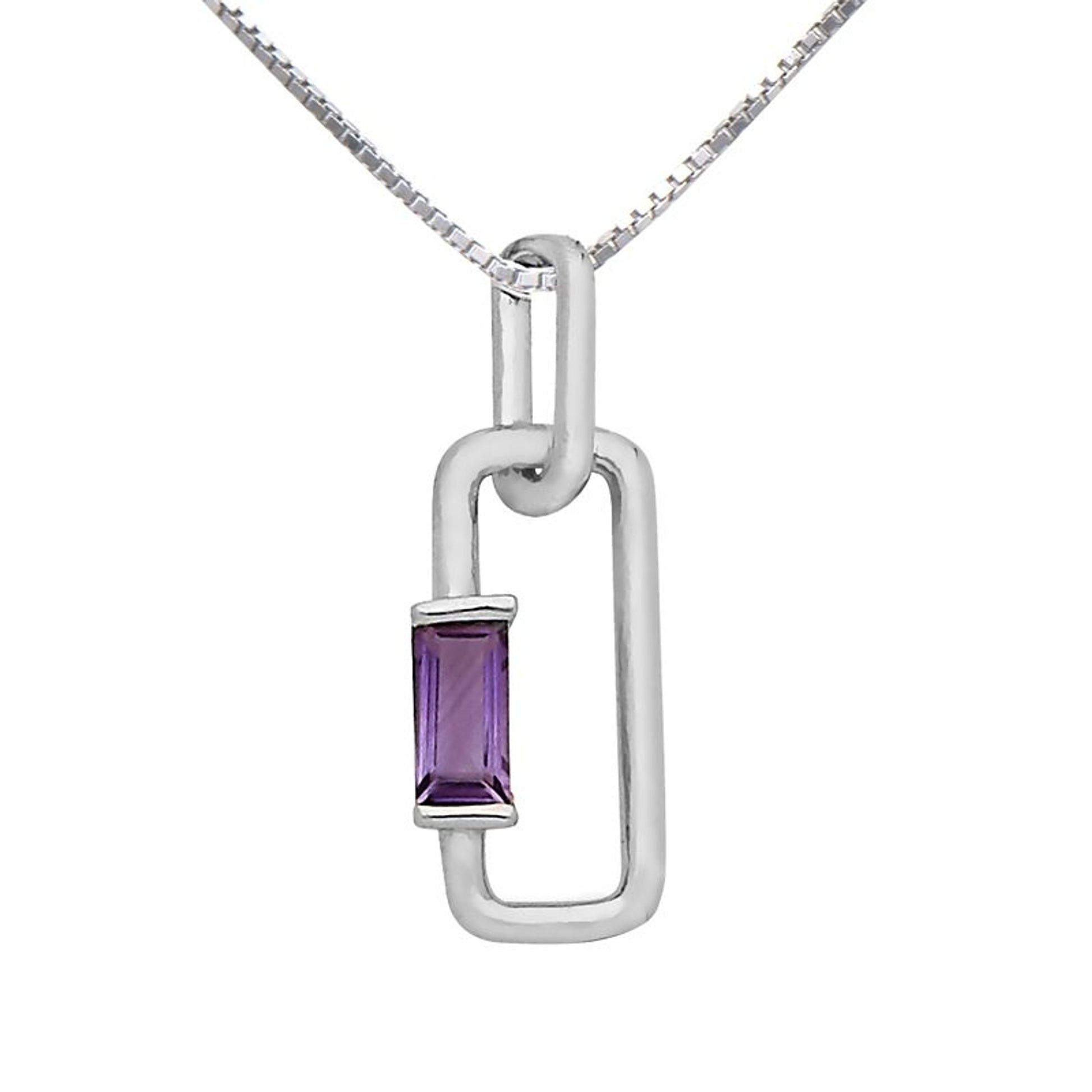 Kelly Herd Amethyst Baguette Paper Clip Pendant