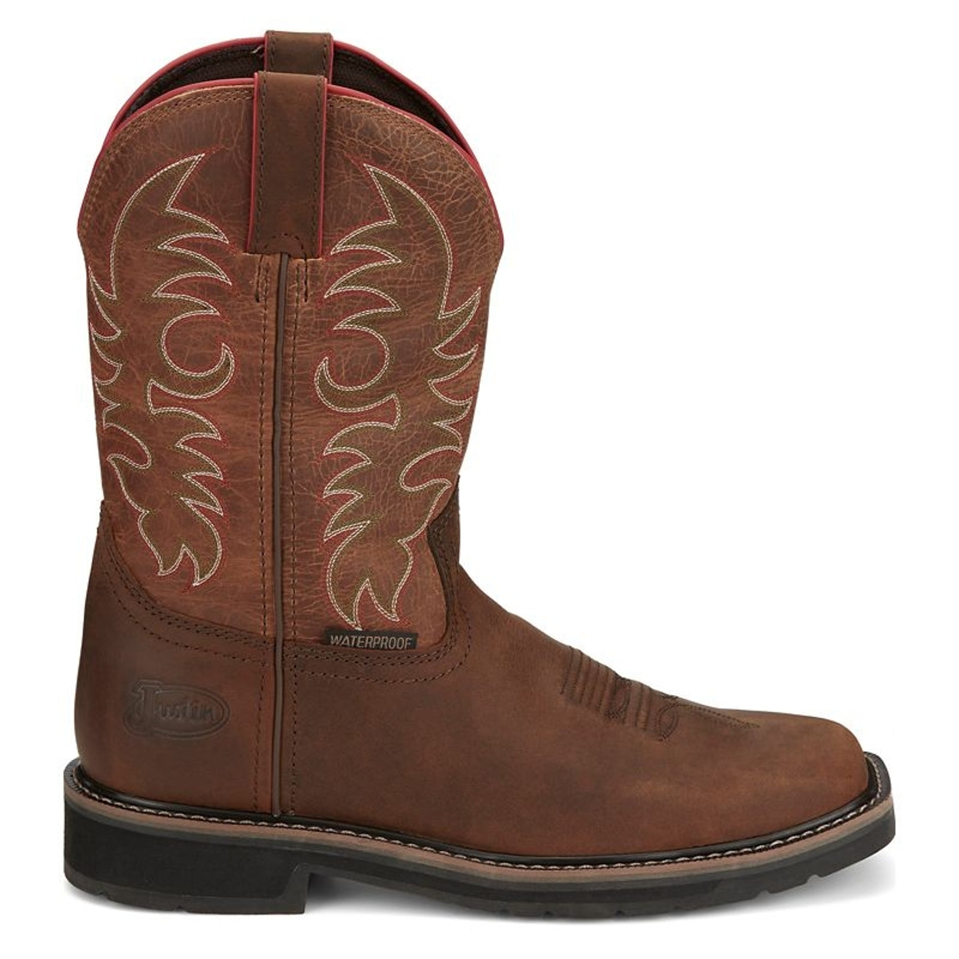 Justin Mens Driller WP Sq Toe Boots