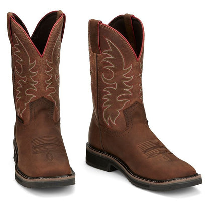 Justin Mens Driller WP Sq Toe Boots