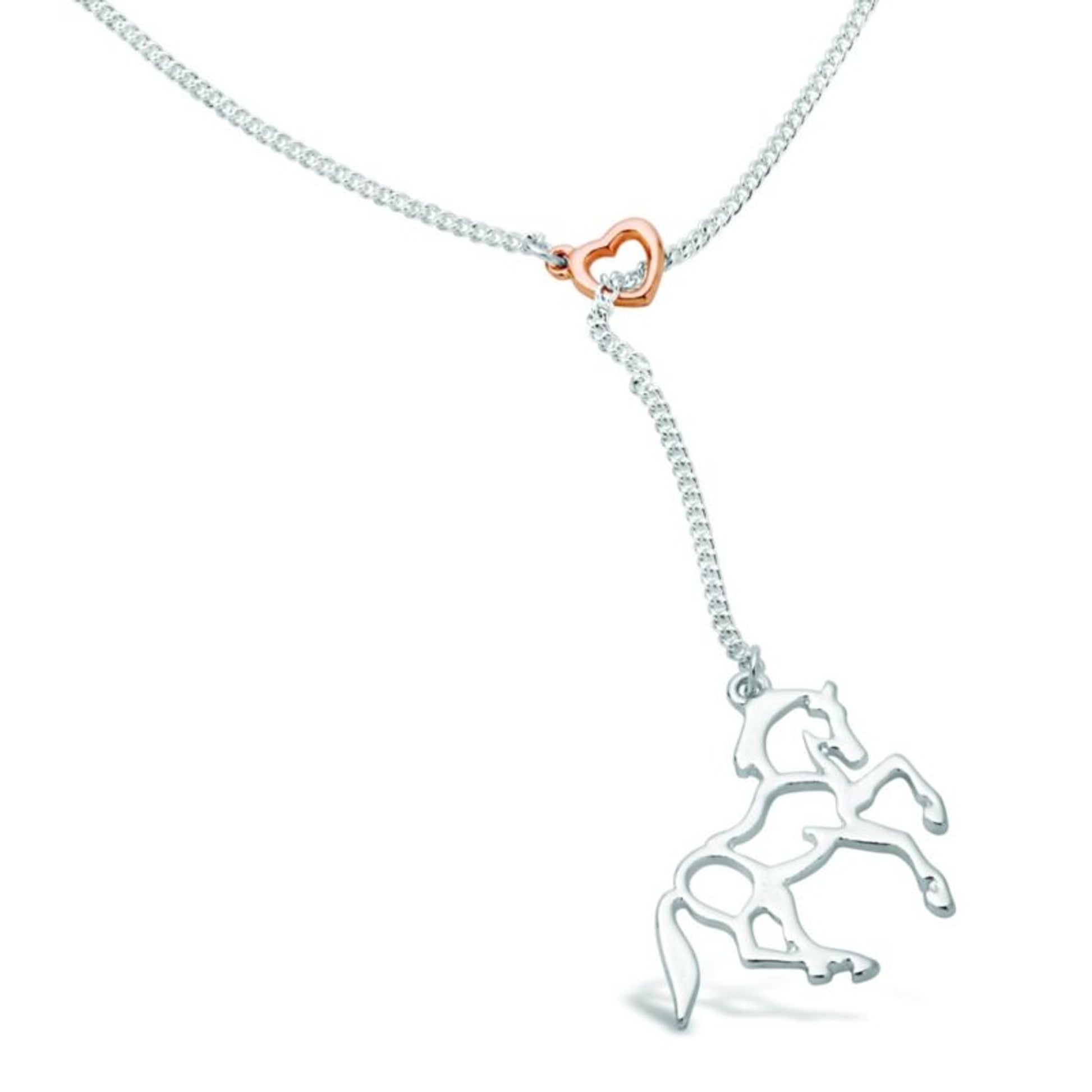 Kelley Heart Silver Horse Tassel Necklace