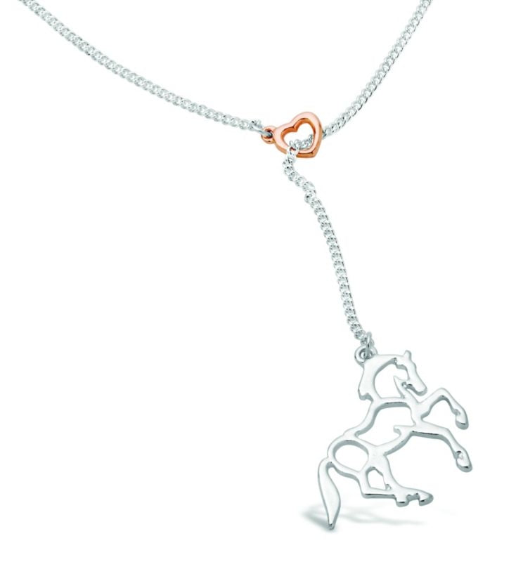 Kelley Heart Silver Horse Tassel Necklace