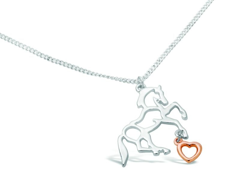 Kelley Heart and Silver Horse Hoof Necklace