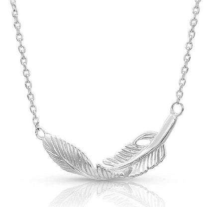Montana SS Turning Feather Pendant Necklace