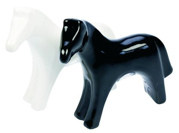 Salt And Pepper Shaker Black/White Horses
