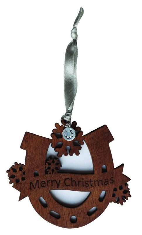 Kelley Snowflake Horseshoe Wood Ornament 3In