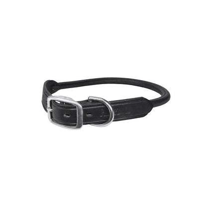 Perris Rolled Leather Dog Collar LG Black