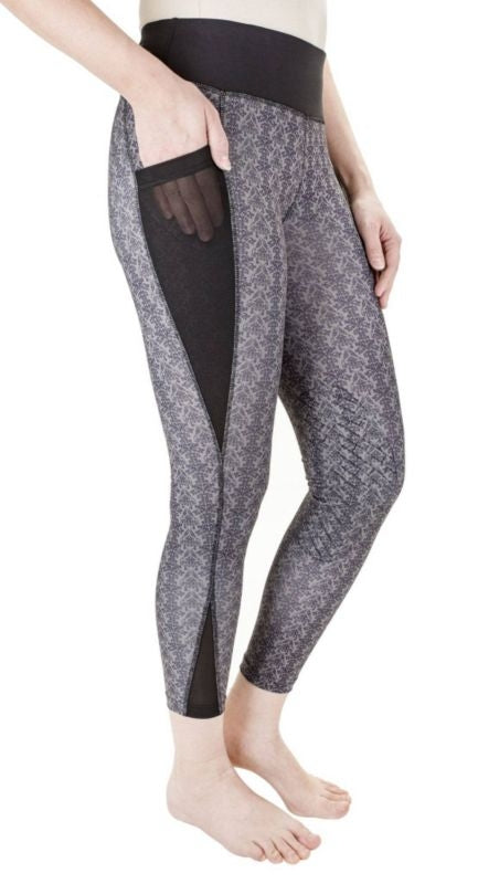 TuffRider Ladies Damask Tights XS Black/Charcoal