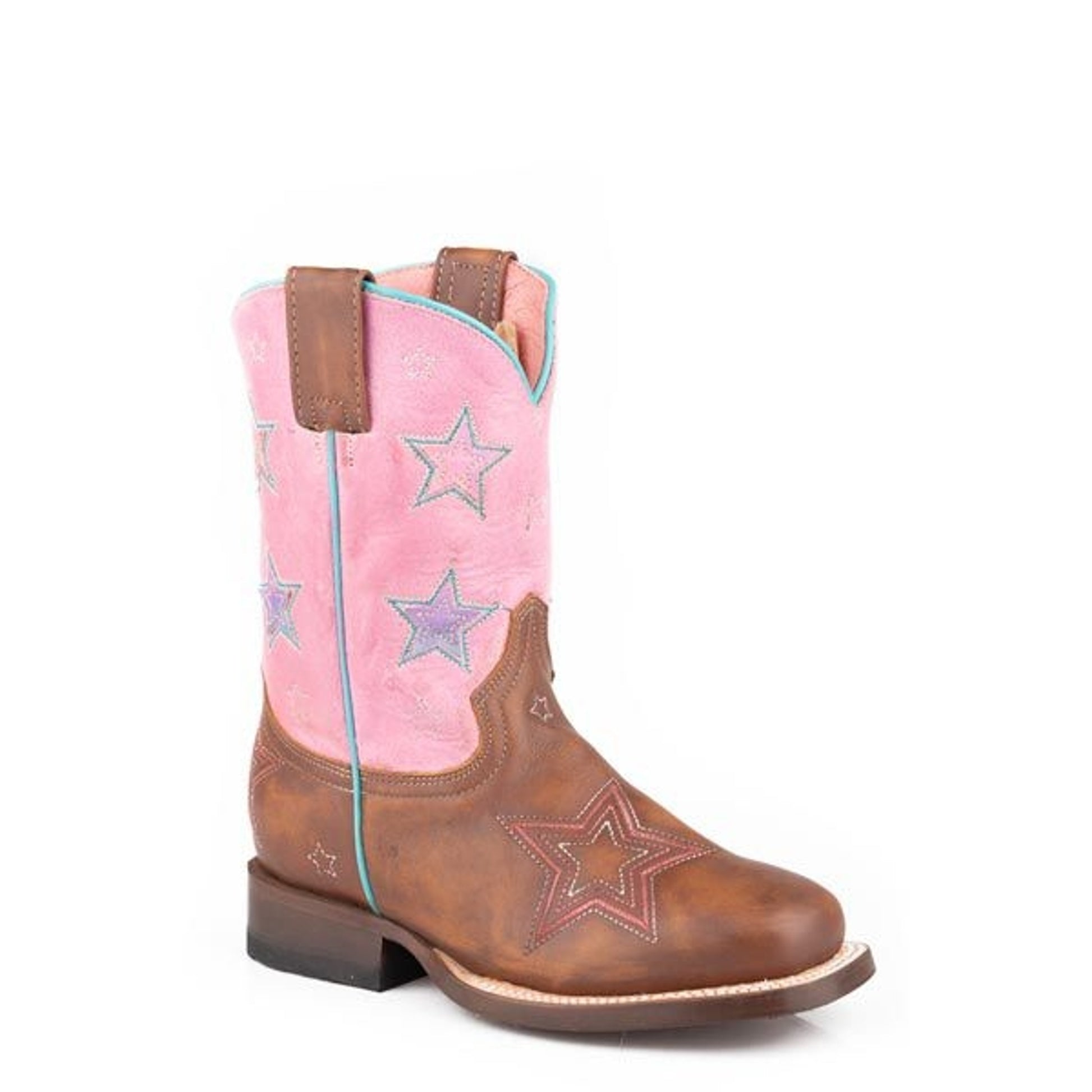 Roper Childs Star Square Toe Boots 1 Pink