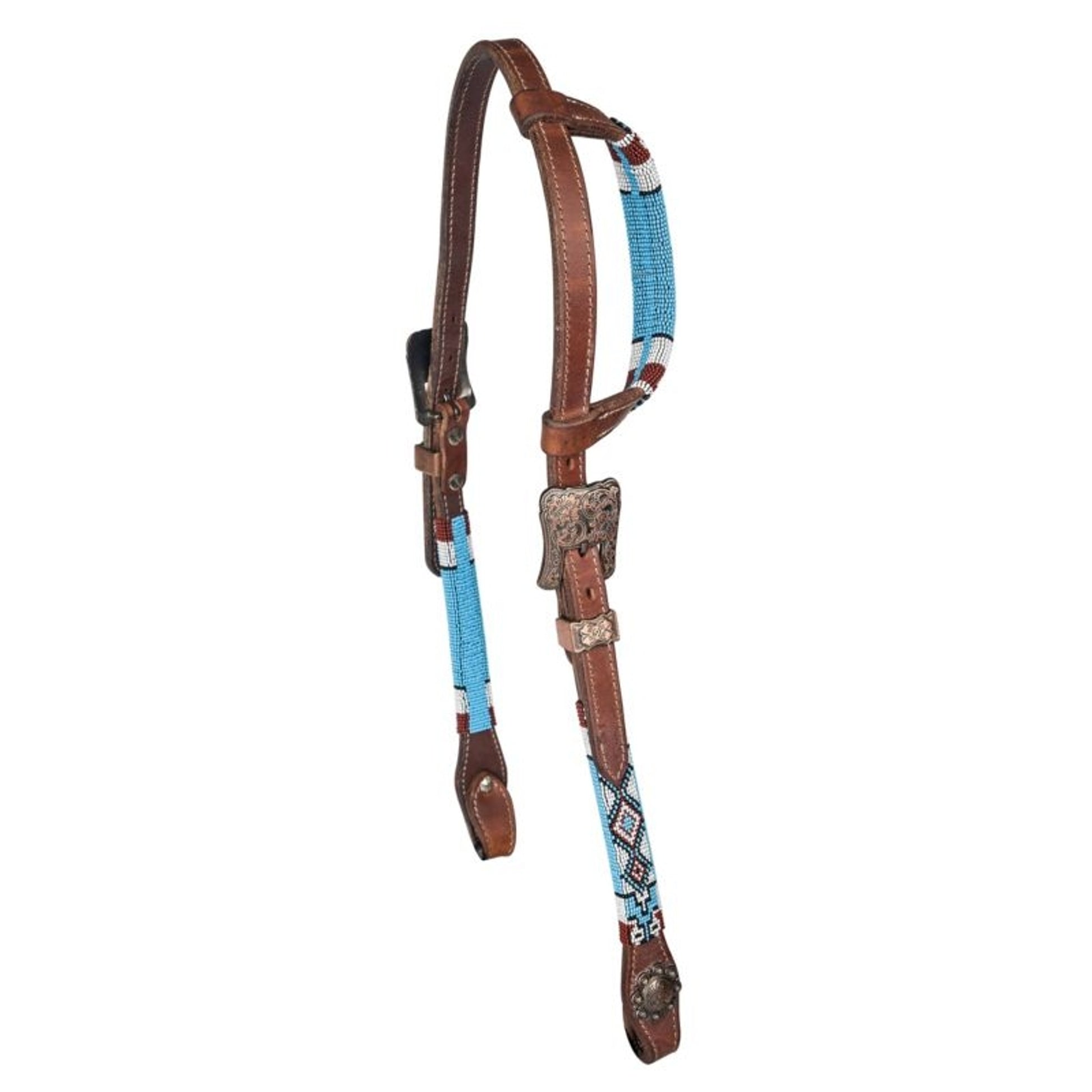 Tabelo Ear Headstall with Aztec Beaded Trim