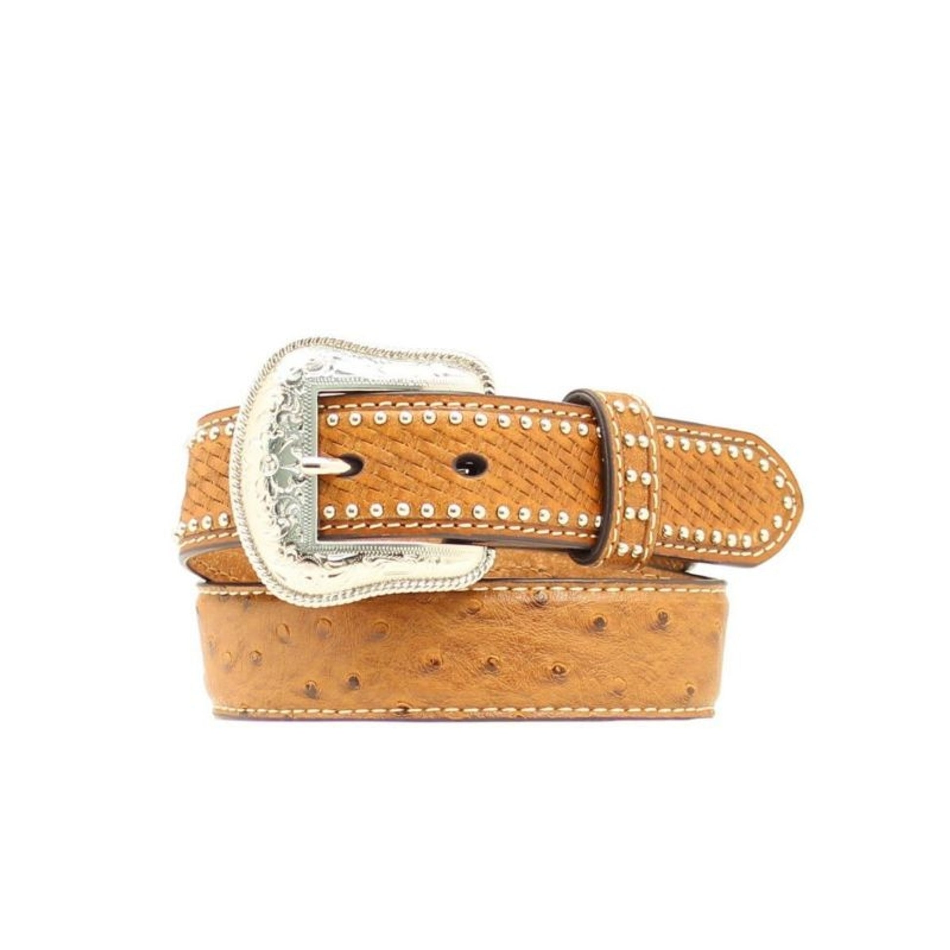 Nocona Boys Leather Ostrich Basketweave Belt 18 Br