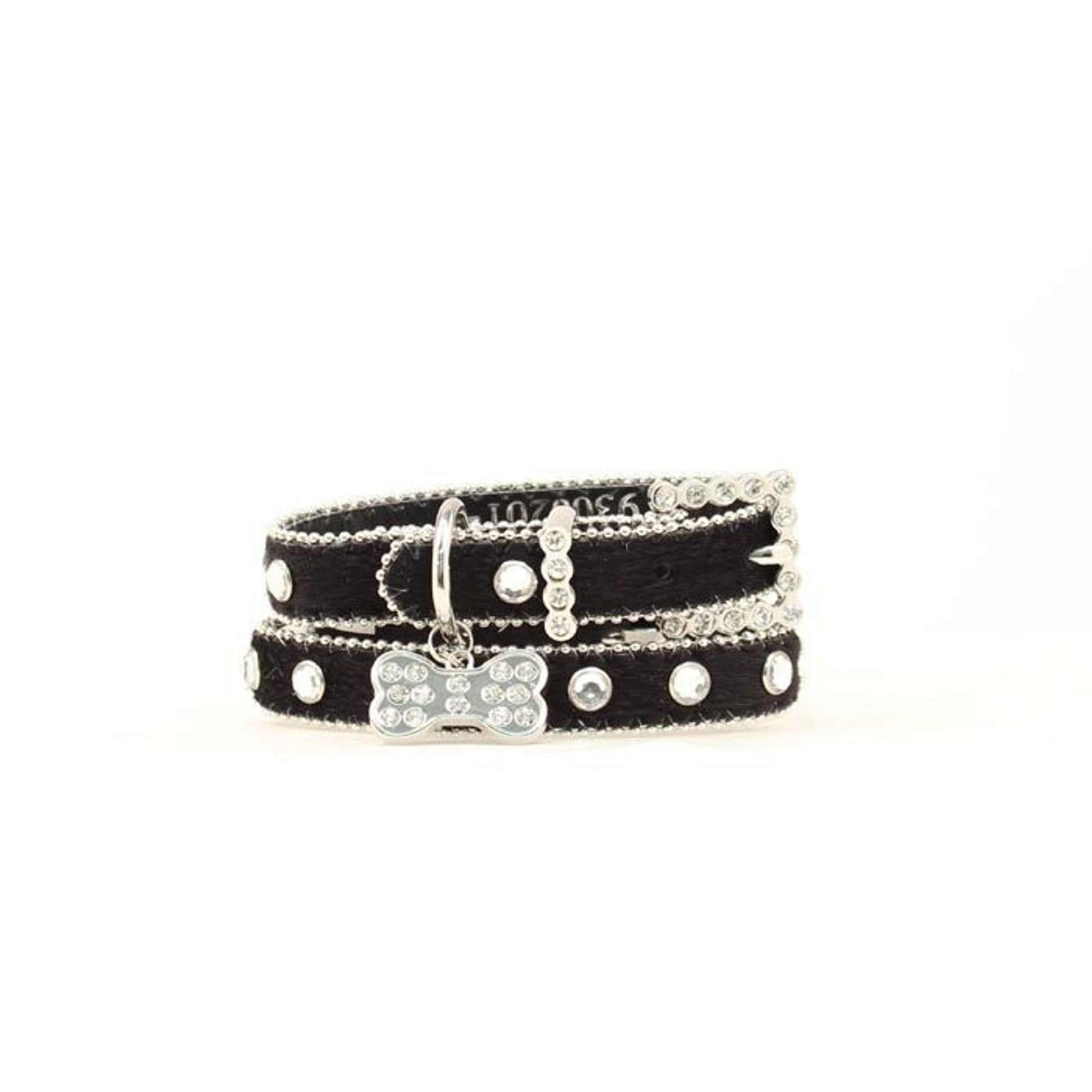 Blazin Roxx Hair On Dog Collar SM Black