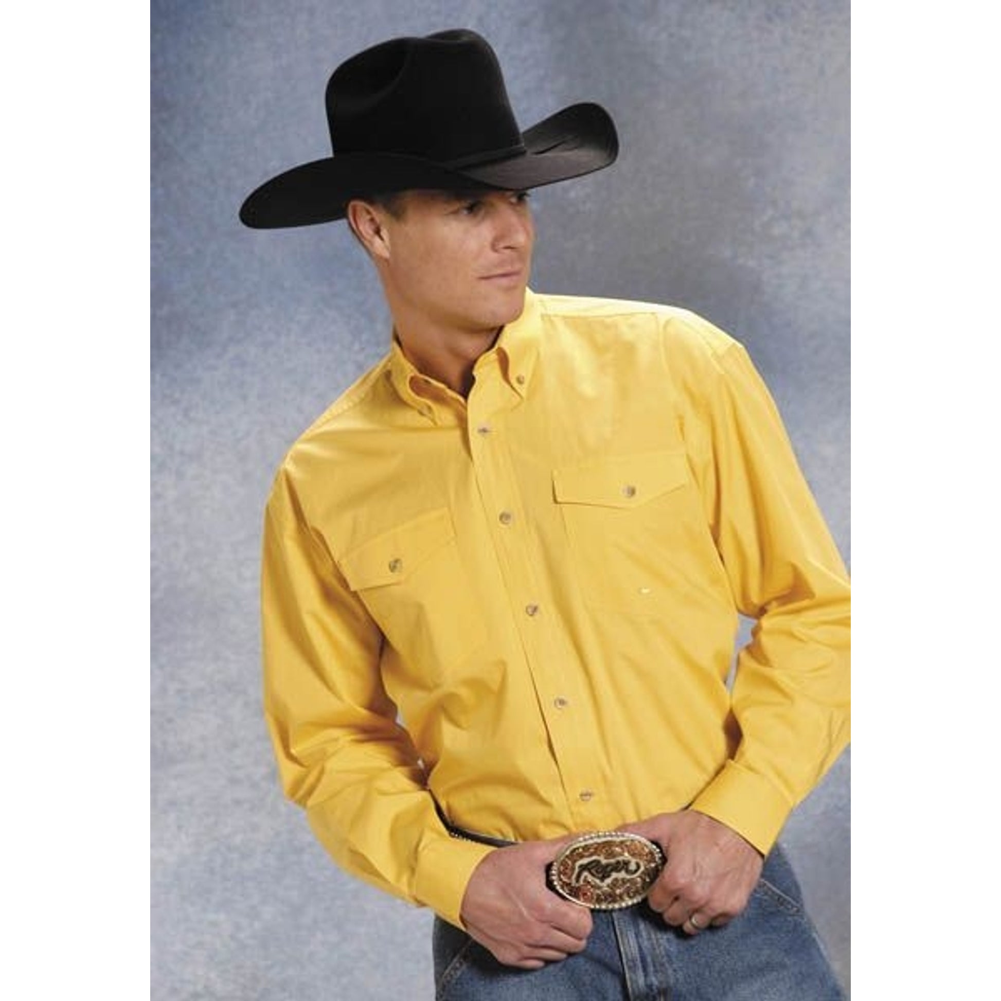 Roper Poplin Button Down - Mens , Long Sleeve, Yel