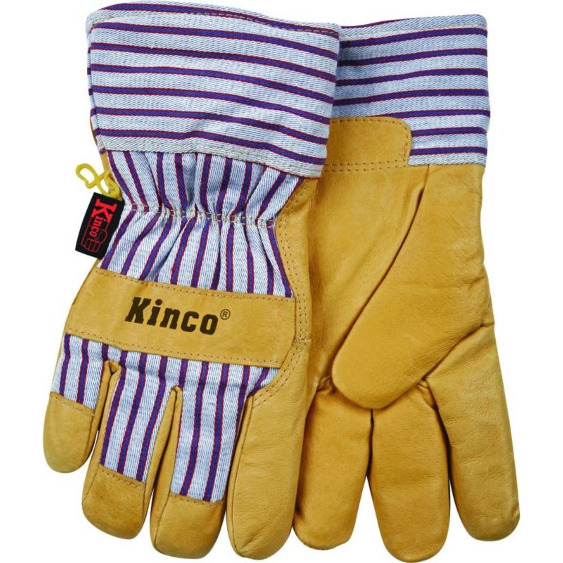 Kinco Lined Grain Pigskin Glove Large Tan/Blue/Red