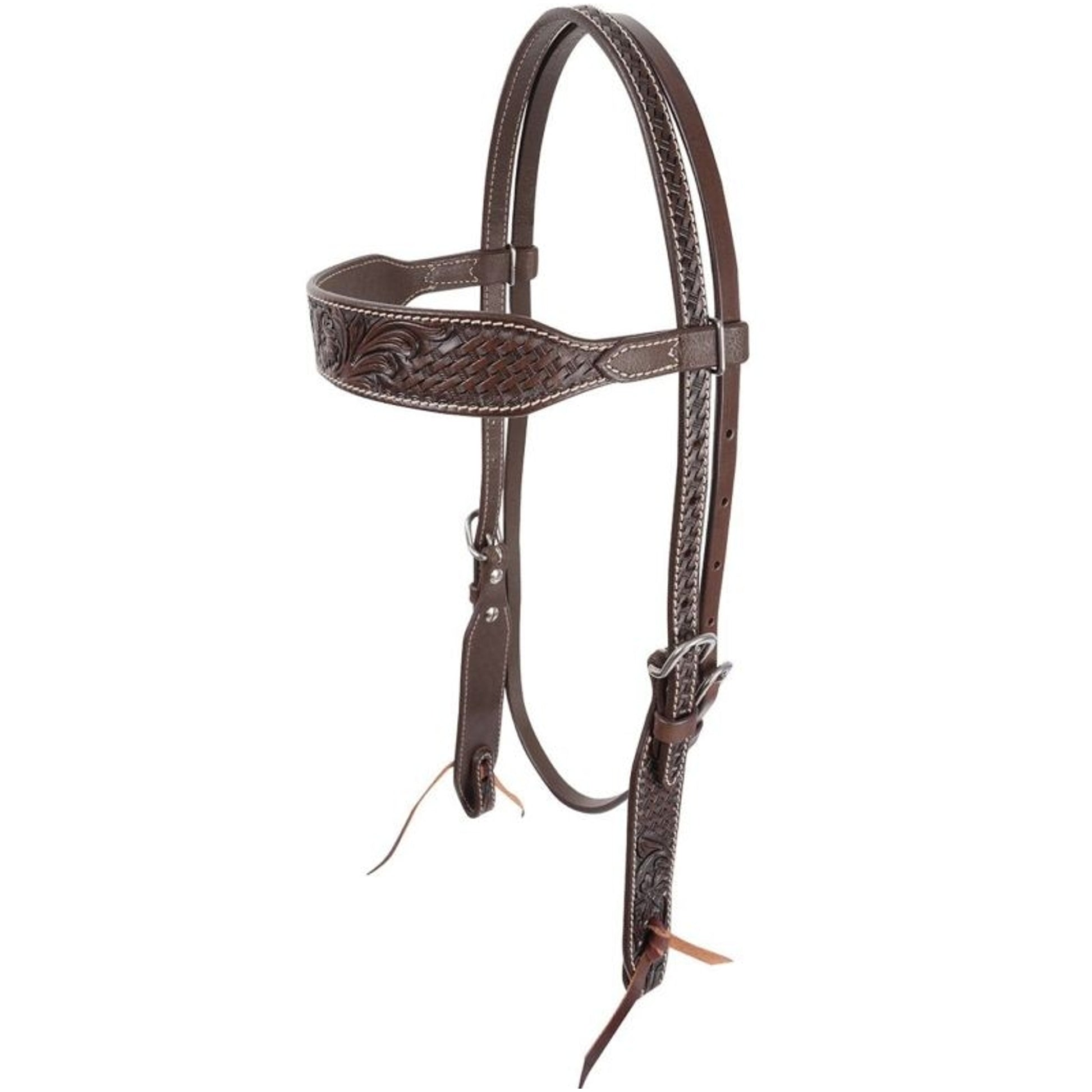 Cashel Floral And Basket Browband Headstall Dk Br