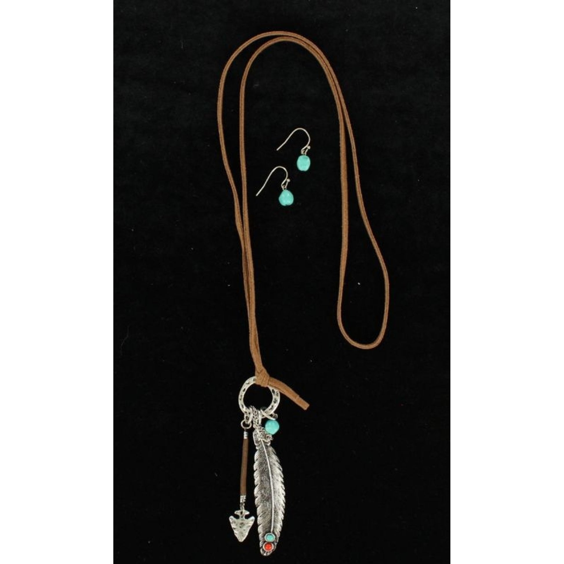Blazin Roxx X-Large Knot Feather Jewelry SetBk/Wh