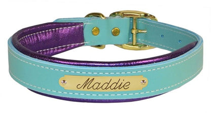 Perris Metallic Pad Leather Dog Collar LG HavPlat
