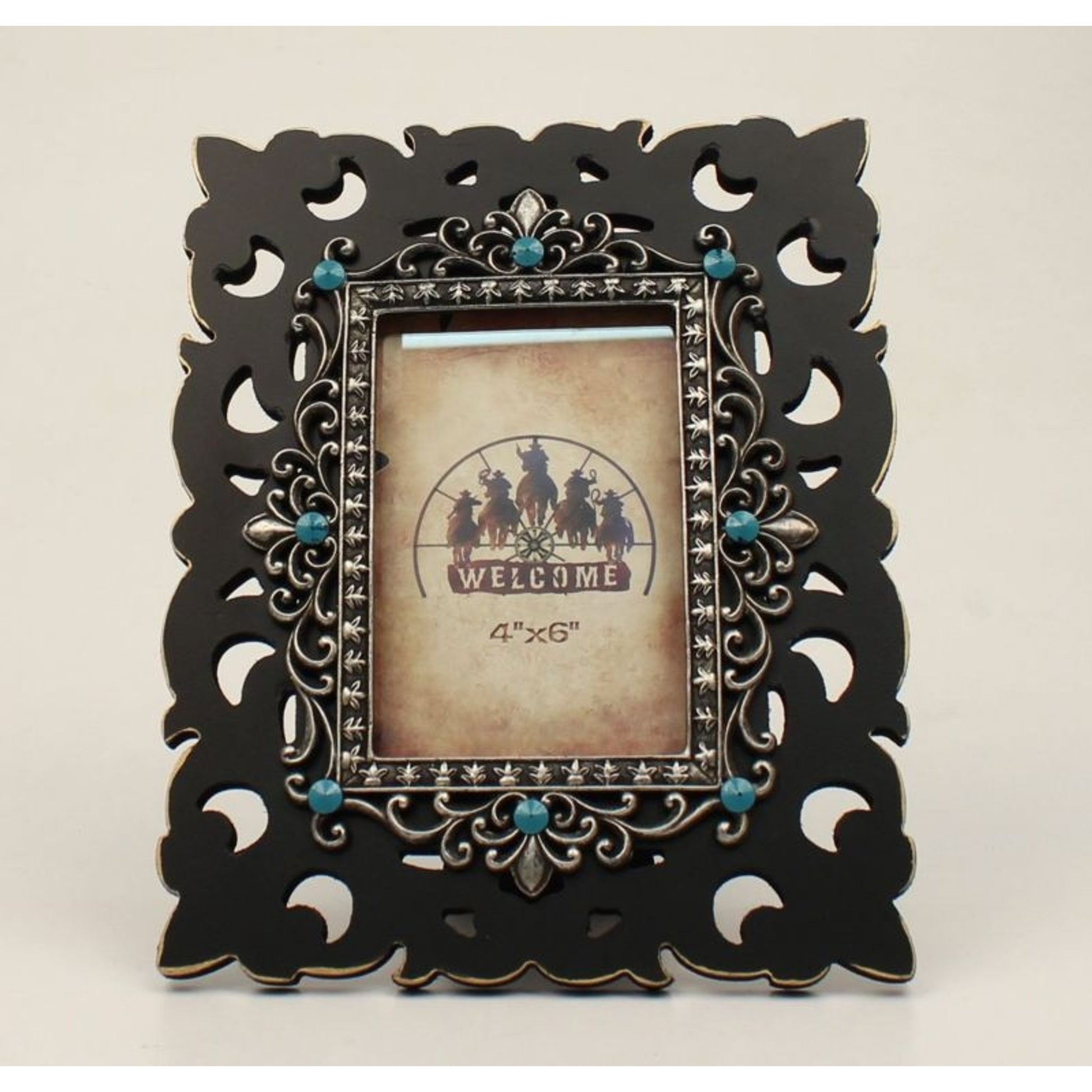 Scroll Stone Picture Frame 4 x 6 Bk/Wh