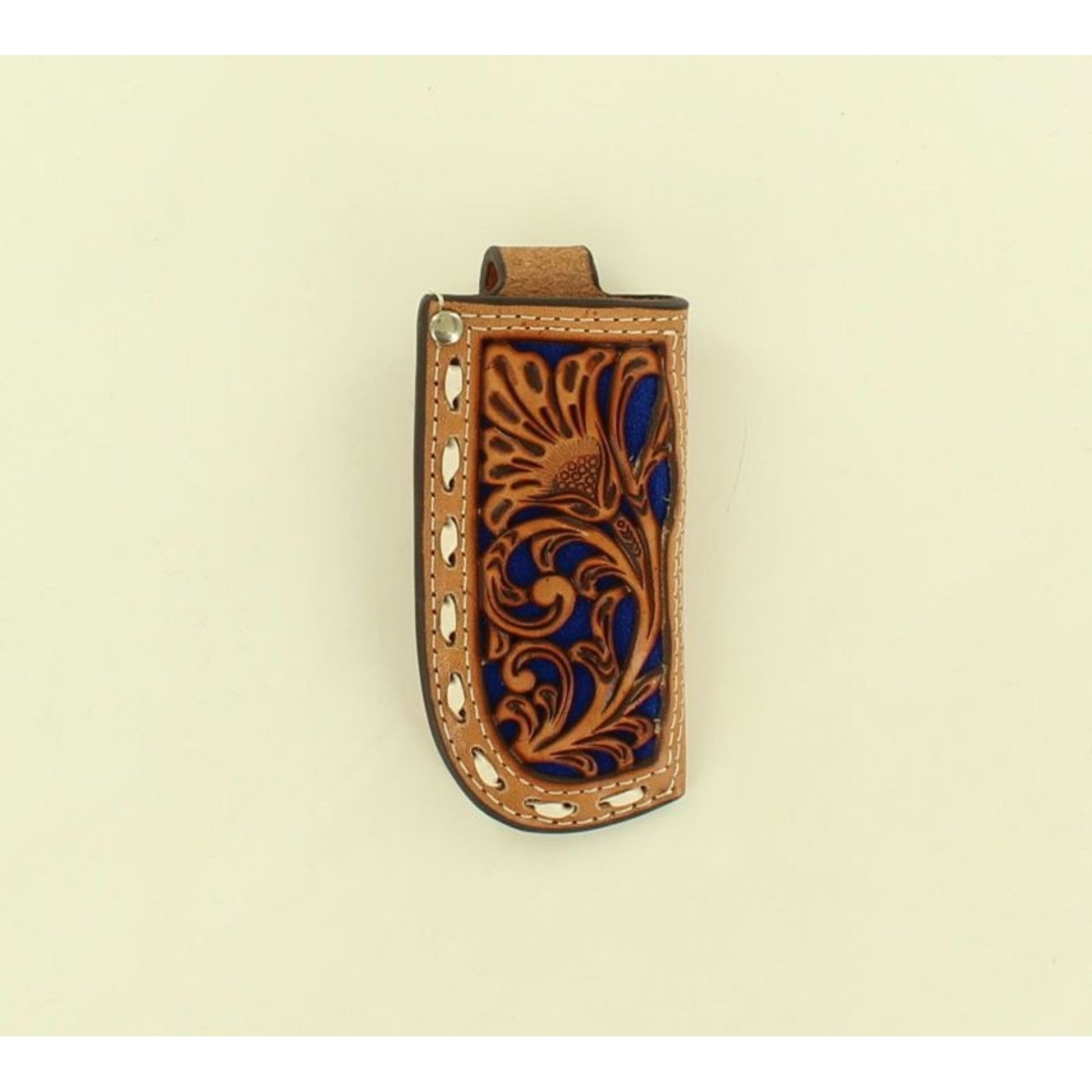 Nocona Buckstitch Pierced Pocket Knife Sheath Blue