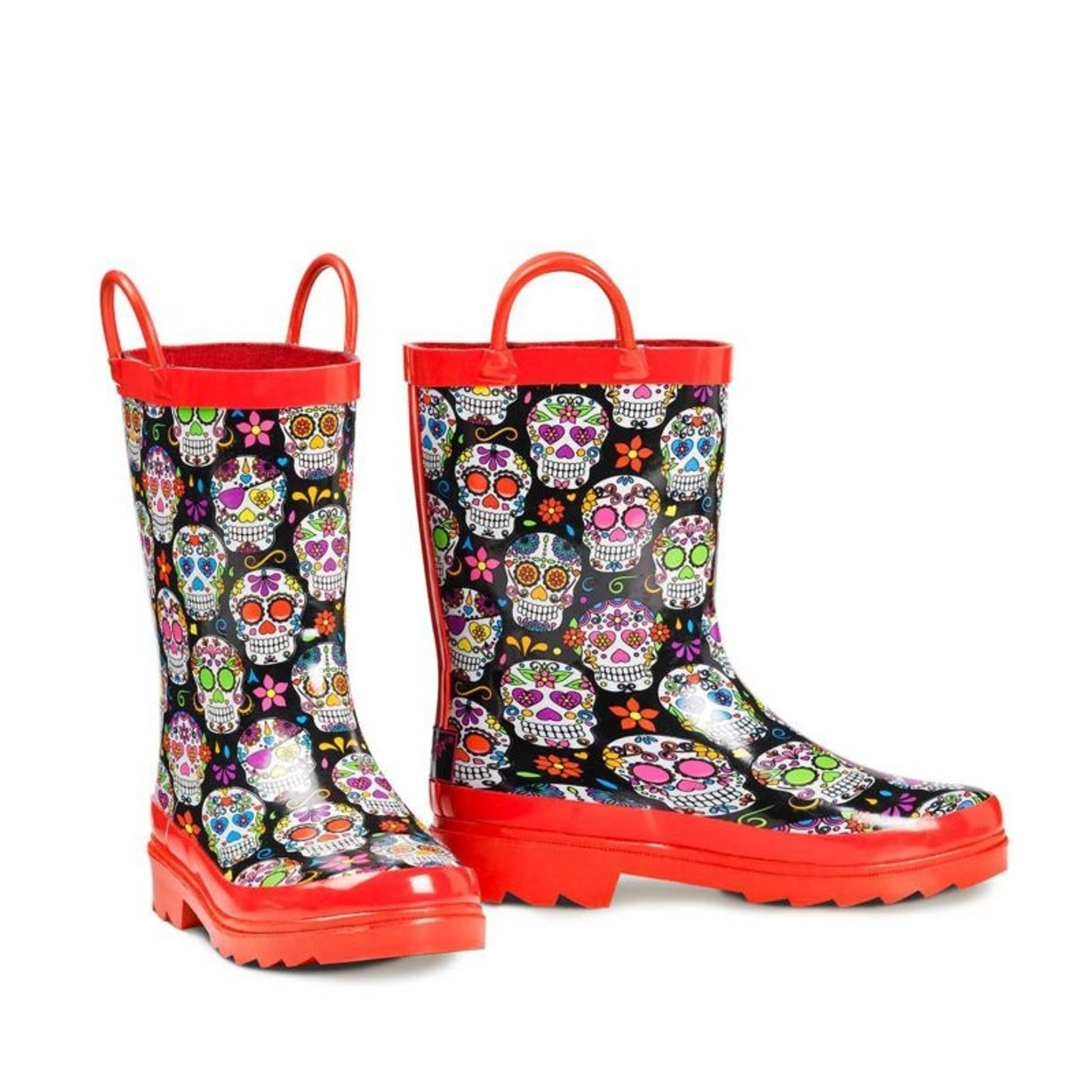 Girls Jentri Colorful Skull Rain Boots L