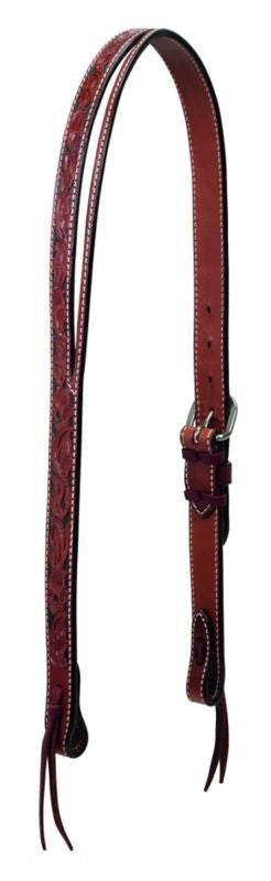 Weaver Floral Carved Belt Headstall 1 Chestnut
