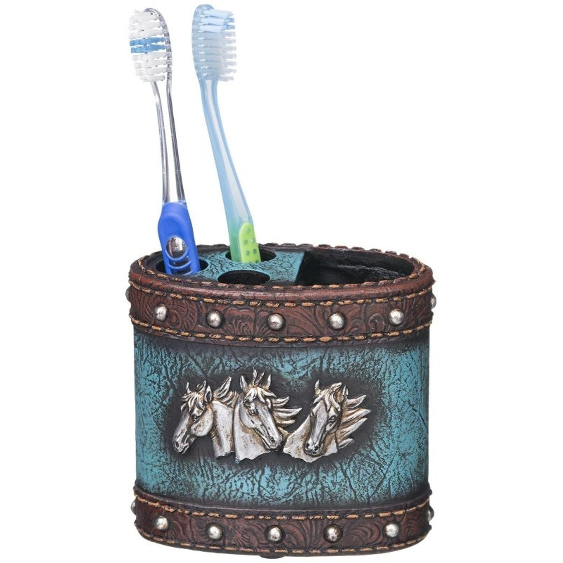 Toothbrush Hold Leather Design 2 1/4 x 4 1/4 x 4