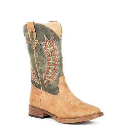 Roper Kids Arrowheads W SqToe Cowboy Boots 1 Tan