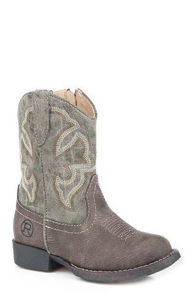Roper Toddler Round Toe Cowgirl Boot 5 Brown/Green