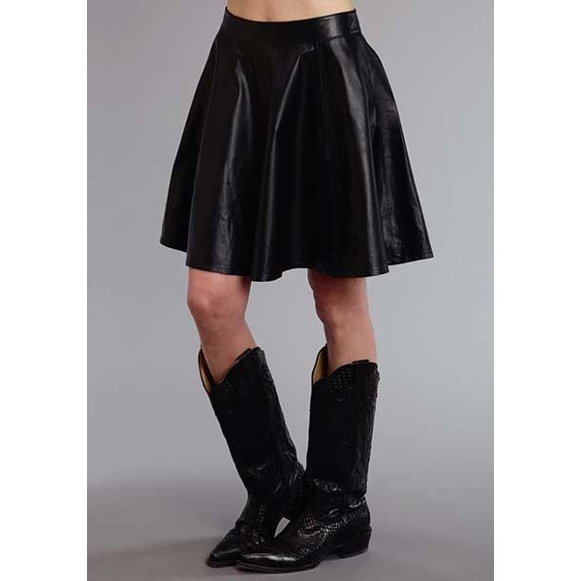 Stetson Ladies Smooth Lamb Lthr Circle Skirt Blk